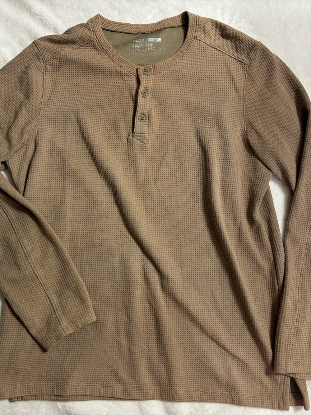 5.11 Tactical Men's Brown Waffle Henley Long Sleeve